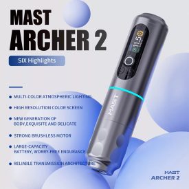   Mast Archer 2 tetoválógép (2000mah, 3.5mm stroke, Mcore R1 kefe nélküli motor, rgb)