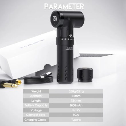 MAst flip pro vezeték nélküli tetoválógép (kefe nélküli motor, 2.6-4.0mm stroke, 1800mah)
